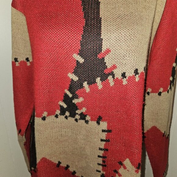 BFA CLASSICS Patchwork Pullover Sweater Ladies Large Fall Colors - Picture 3 of 4
